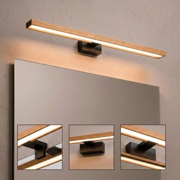 Brilagi - LED осветление за огледало за баня 3 в 1 WOODY MIRROR LED/15W/230V IP44 черно/дъб