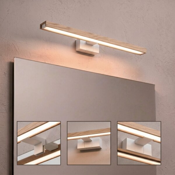Brilagi - LED осветление за огледало 3 в 1 WOODY MIRROR LED/12W/230V IP44 бяло/дъб