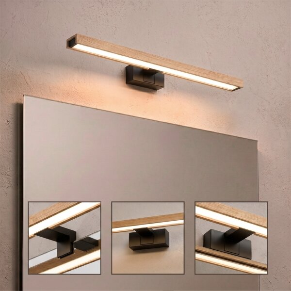 Brilagi - LED осветление за баня за огледало 3 в 1 WOODY MIRROR LED/12W/230V IP44 черно/дъб