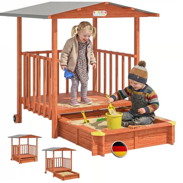 Детски пясъчник Merle с UV защита и покрита веранда за игра