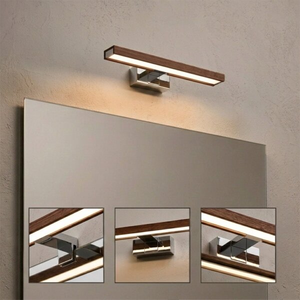 Brilagi-LED Осветление за огледало за баня WOODY MIRROR 3 в 1 LED/8W/230V IP44 хром/дъб череша