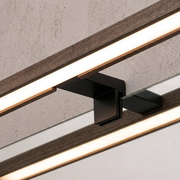 Brilagi - LED осветление за огледало за баня 3 в 1 WOODY MIRROR LED/12W/230V IP44 черно/дъб орех