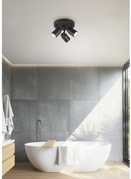 Матово черен метален прожектор Angelo - Trio