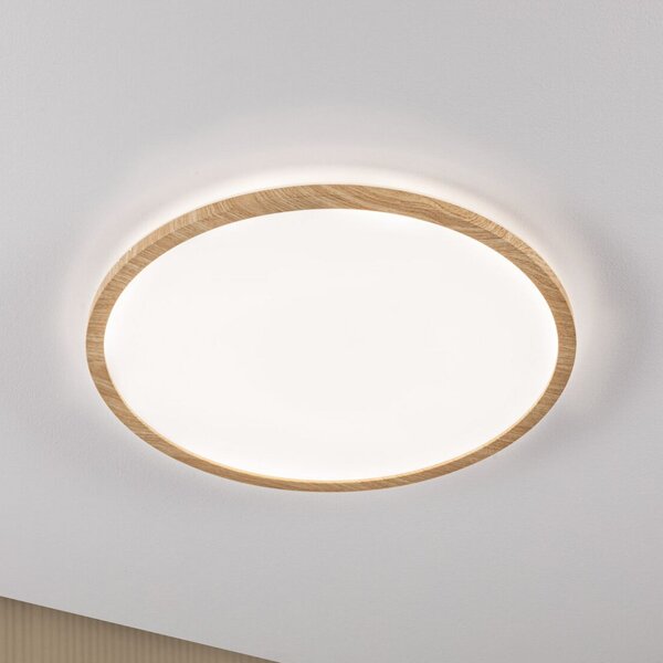 Paulmann LED панел Atria Shine, Ø42 см, дърво, IP44, 4000 K,, Дърво, кабинет / офис, Пластмаса, Модерен
