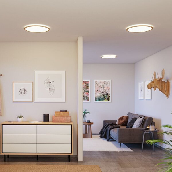 Paulmann LED панел Atria Shine, Ø42 см, дърво, IP44, 4000 K,, Дърво, кабинет / офис, Пластмаса, Модерен