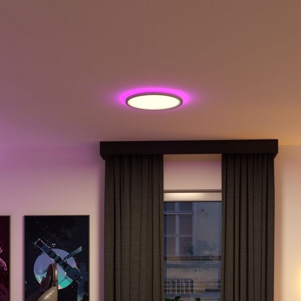 Paulmann LED панел Atria Shine, Ø40 см, RGBW, бял, IP20, с регулиране на, Затъмняване, Бял, кабинет / офис, Пластмаса, Модерен