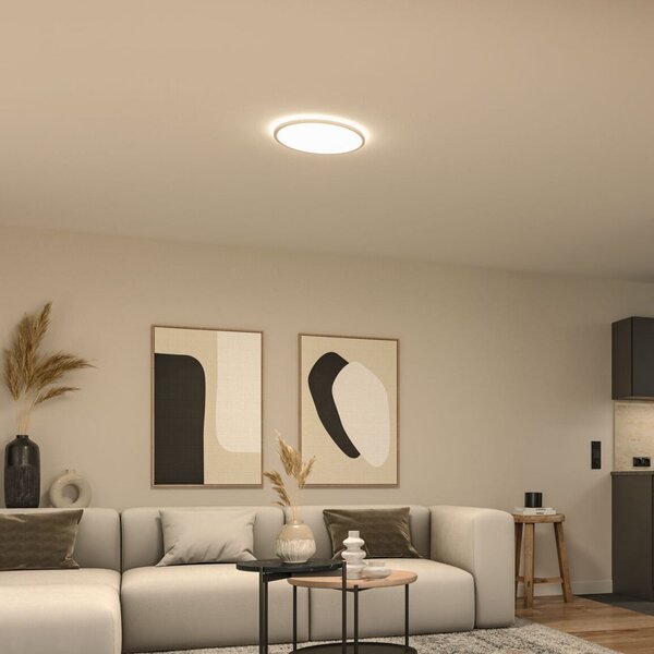 Paulmann LED панел Atria Shine, Ø40 см, бял, IP20, 3000 K, с превключвател, Бял, кабинет / офис, Пластмаса, Модерен