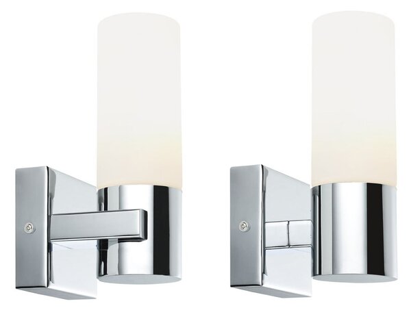 Paulmann LED лампа за огледало Gemini, хромирана, комплект от 2 броя, с, Затъмняване, Хром, Баня, Метал, Модерен
