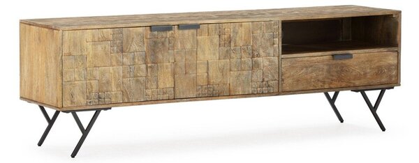 Маса за телевизор от масивно манго в естествен цвят 175x55x40 cm Priya – MOME