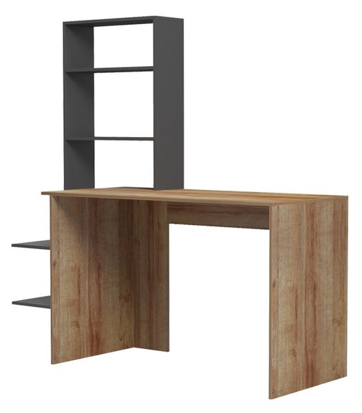 Работно бюро Bivoro с рафтове Кафяво 146x55x129 cm