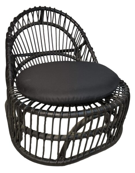 Фотьойл с възглавница Tromso Boho Black 80x85x98 cm