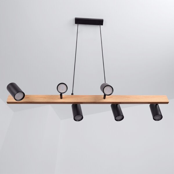Brilagi - LED RGBW димируем полилей на кабел SELE 6xGU10/6,5W/230V черен/дъб