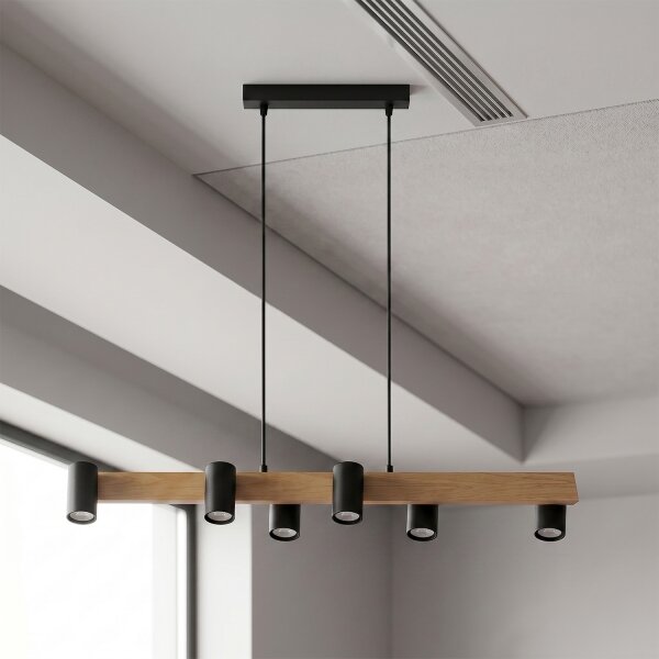Brilagi - LED RGBW димируем полилей на кабел SELE 6xGU10/6,5W/230V черен/дъб