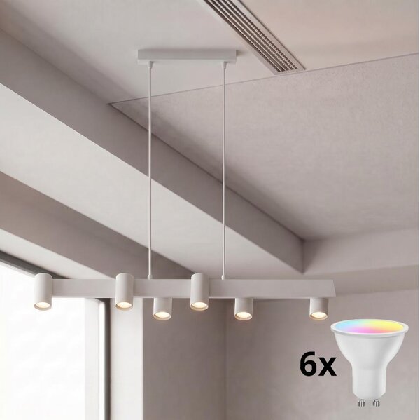 Brilagi - LED RGBW димируем полилей на кабел SELE 6xGU10/6,5W/230V бял