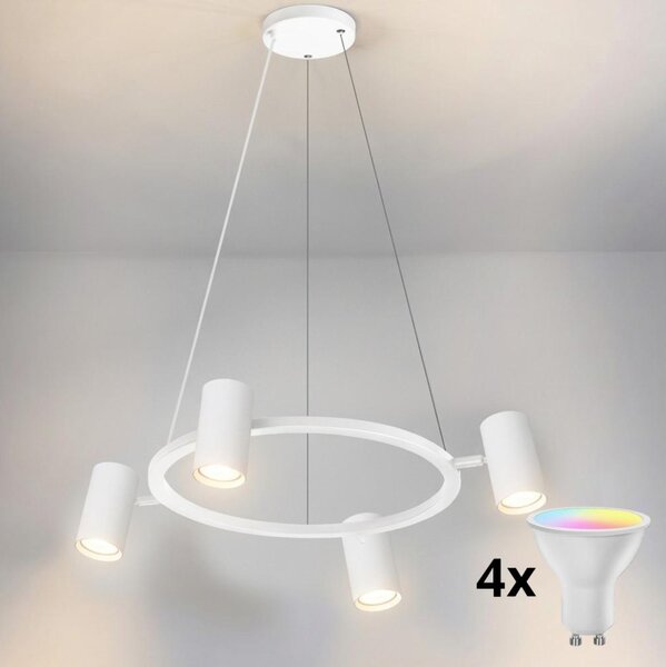 Brilagi - Димируем LED RGBW полилей на кабел SELE 4xGU10/6,5W/230V бял