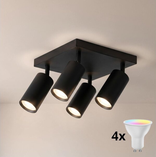 Brilagi - LED RGBW димируемо точково осветително тяло SELE SQUARE 4xGU10/6,5W/230V черно