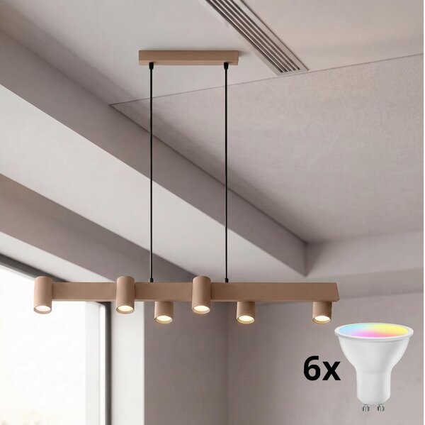 Brilagi - LED RGBW димируем полилей на кабел SELE 6xGU10/6,5W/230V бежов