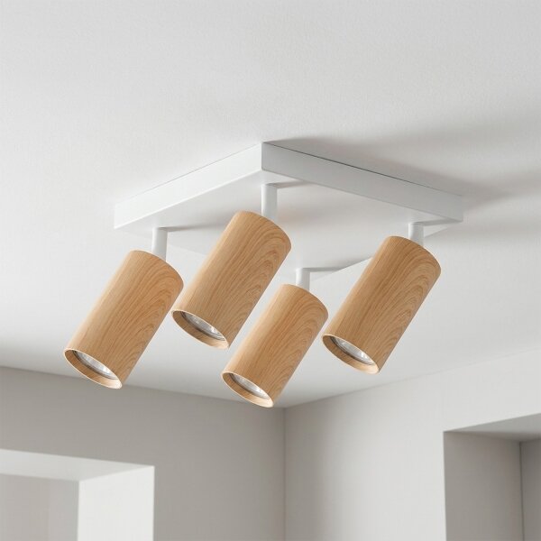 Brilagi - LED RGBW димируемо точково осветително тяло SELE SQUARE 4xGU10/6,5W/230V бяло/дъб