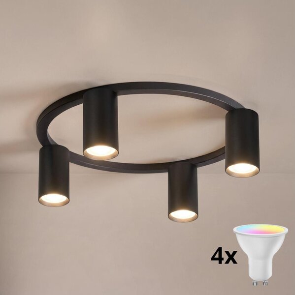Brilagi - LED RGBW димируемо таванно осветително тяло SELE 4xGU10/6,5W/230V черно