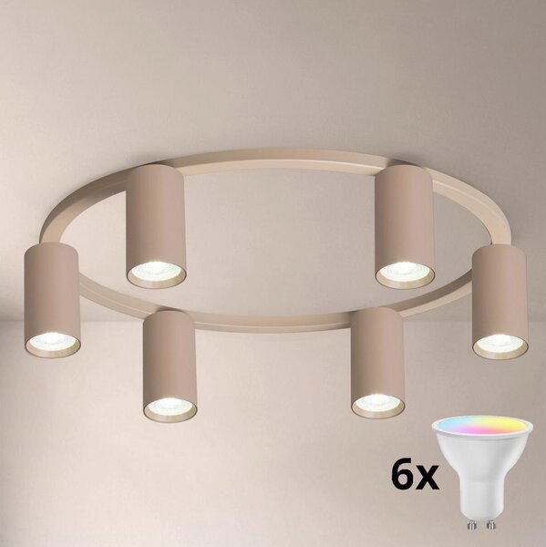 Brilagi - LED RGBW димируемо таванно осветително тяло SELE 6xGU10/6,5W/230V бежово