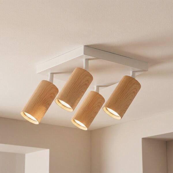 Brilagi - LED RGBW димируемо точково осветително тяло SELE SQUARE 4xGU10/6,5W/230V бяло/дъб