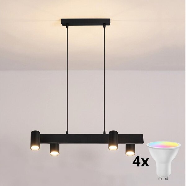Brilagi - LED RGBW димируем полилей на кабел SELE 4xGU10/6,5W/230V черен