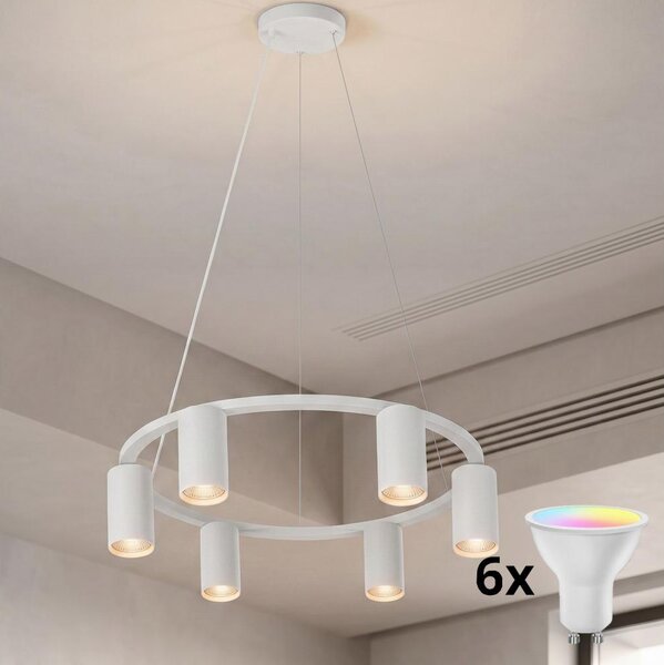 Brilagi - LED RGBW димируем полилей на окачващ кабел SELE 6xGU10/6,5W/230V бял