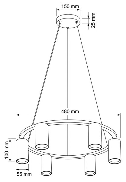 Brilagi - LED RGBW димируем полилей на окачващ кабел SELE 6xGU10/6,5W/230V бял