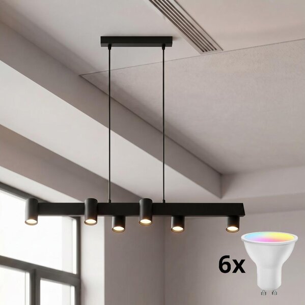 Brilagi - LED RGBW полилей с възможност за димиране на кабел SELE 6xGU10/6,5W/230V черен