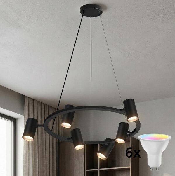 Brilagi - LED RGBW димируем полилей на кабел SELE 6xGU10/6,5W/230V черен
