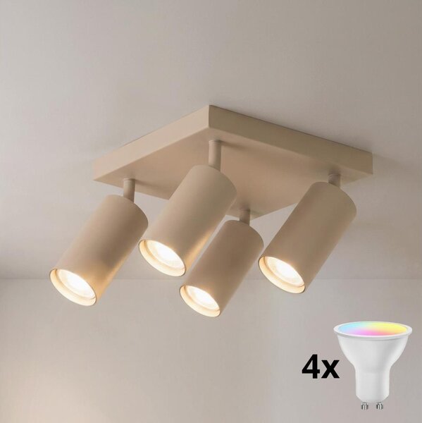 Brilagi - LED RGBW димируемо точково осветително тяло SELE SQUARE 4xGU10/6,5W/230V бежово