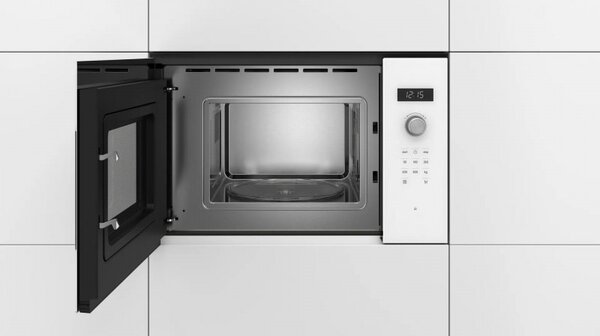 Микровълнова фурна за вграждане Bosch BFL524MW0, 20 л, 800 W, 7 програми, Запаметяване, Размразяване, Бял