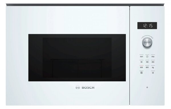 Микровълнова фурна за вграждане Bosch BFL524MW0, 20 л, 800 W, 7 програми, Запаметяване, Размразяване, Бял