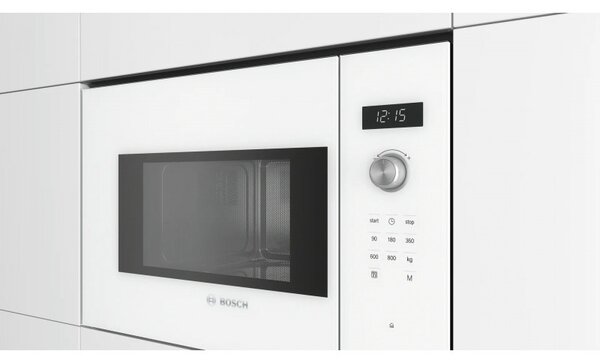 Микровълнова фурна за вграждане Bosch BFL524MW0, 20 л, 800 W, 7 програми, Запаметяване, Размразяване, Бял