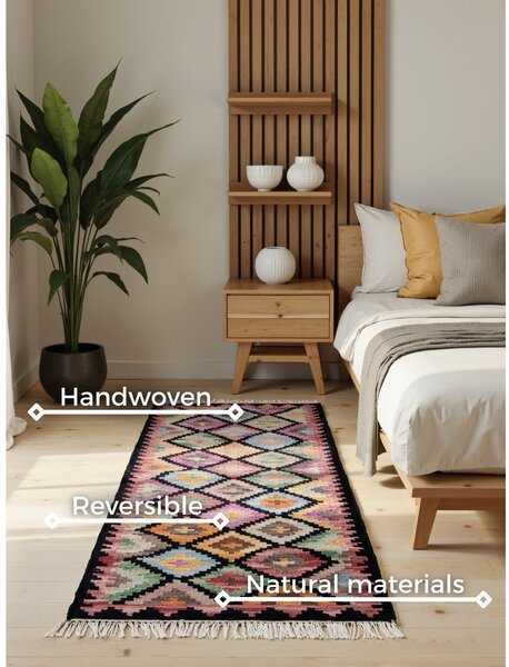 Двустранна ръчно изработена вълнена пътека 60x190 cm Kamal Zara – Nouristan