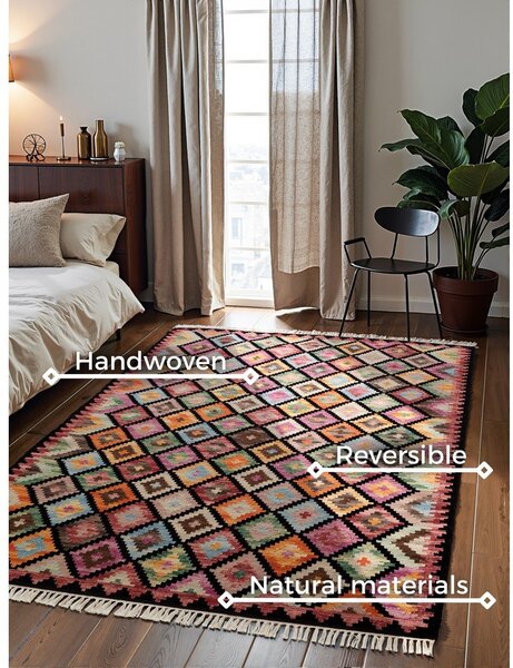Двустранен ръчно изработен вълнен килим 120x170 cm Kamal Zara – Nouristan