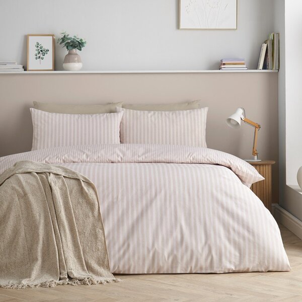 Бежово единично спално бельо 135x200 cm Epping Textured Stripe – Catherine Lansfield