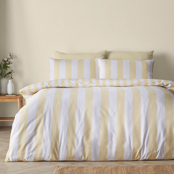 Жълто единично спално бельо 135x200 cm Cove Stripe – Catherine Lansfield