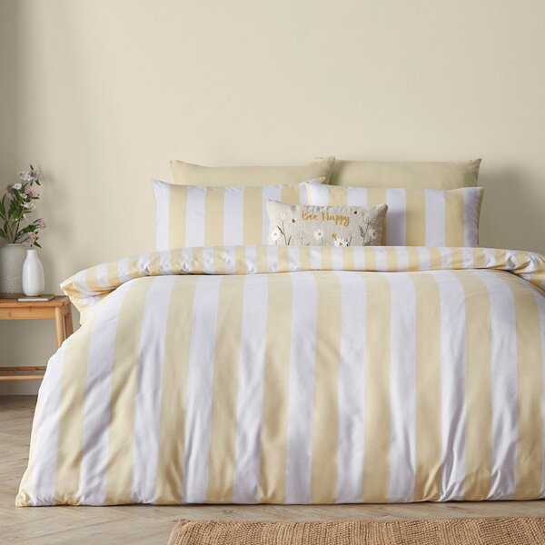 Жълто единично спално бельо 135x200 cm Cove Stripe – Catherine Lansfield