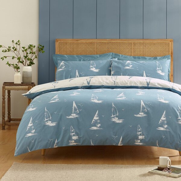 Синьо единично спално бельо 135x200 cm Salcombe Boats – Catherine Lansfield