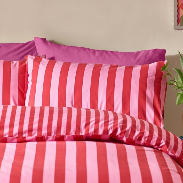 Червено/розово единично спално бельо 135x200 cm Stripe Tease – Sassy B