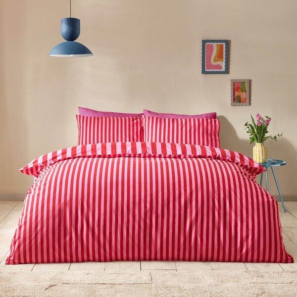 Червено/розово единично спално бельо 135x200 cm Stripe Tease – Sassy B