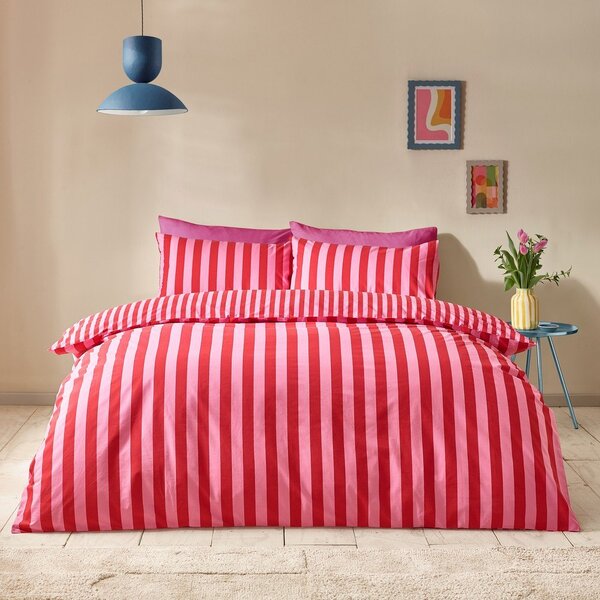 Червено/розово единично спално бельо 135x200 cm Stripe Tease – Sassy B