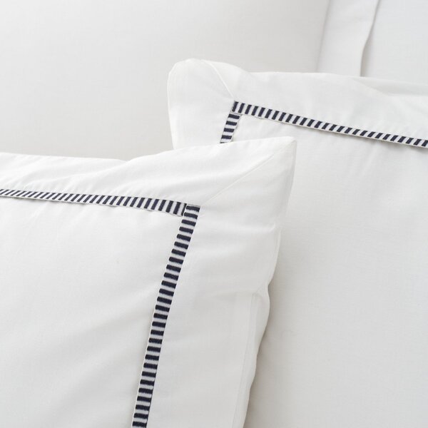 Бяло единично спално бельо от памук перкал 135x200 cm Contrast Trim – Bianca