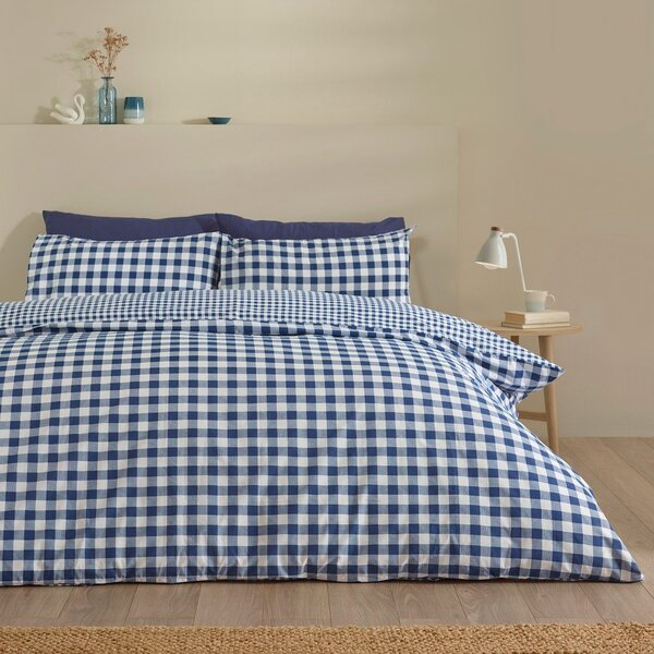 Тъмносиньо единично спално бельо 135x200 cm Bamford Gingham Check – Catherine Lansfield