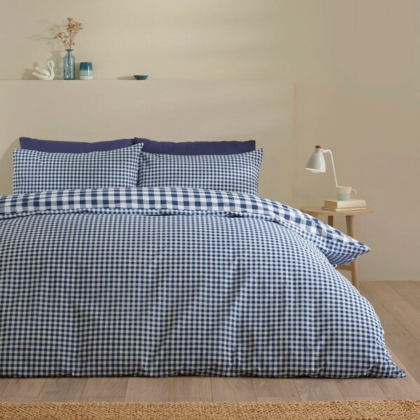 Тъмносиньо единично спално бельо 135x200 cm Bamford Gingham Check – Catherine Lansfield