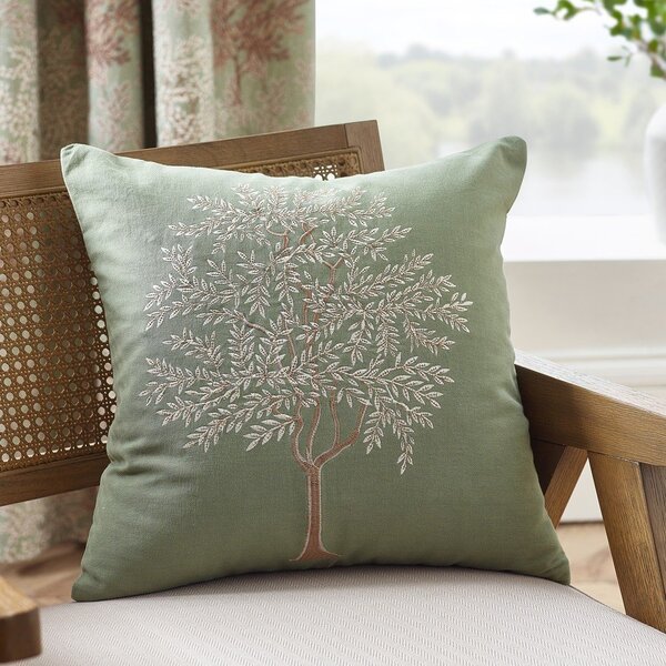 Памучна декоративна възглавница 45x45 cm Woodland Trees Embroidered – Catherine Lansfield