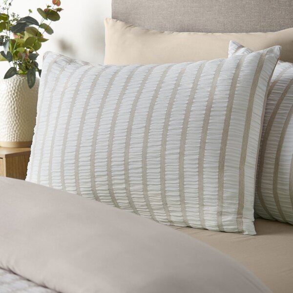 Бежово единично спално бельо 135x200 cm So Soft Seersucker Stripe – Catherine Lansfield