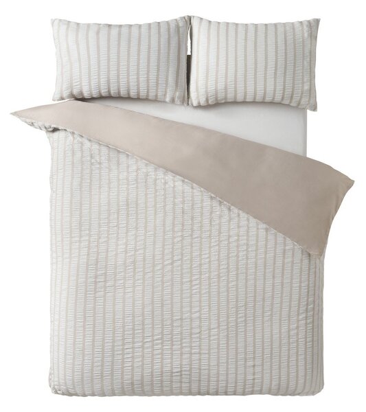 Бежово единично спално бельо 135x200 cm So Soft Seersucker Stripe – Catherine Lansfield