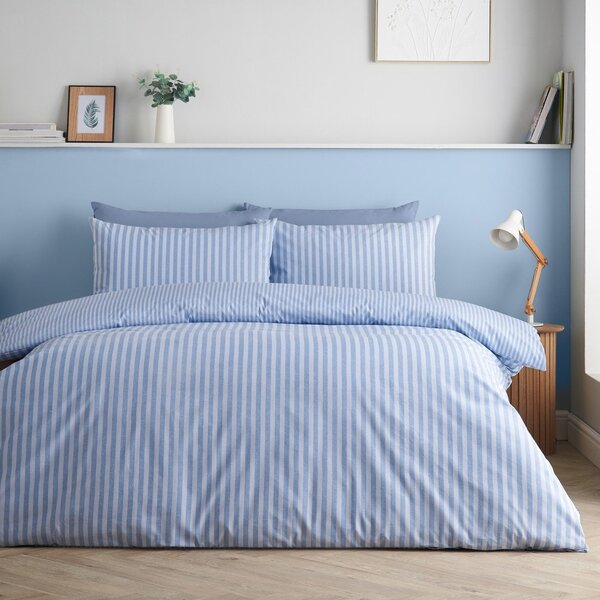 Синьо двойно 3 части спално бельо 200x200 cm Epping Textured Stripe – Catherine Lansfield
